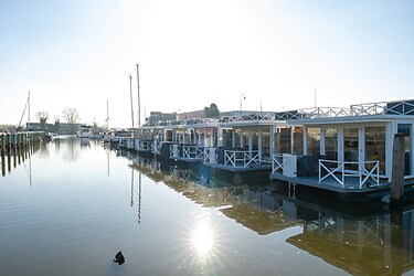 Houseboat with a roof deck