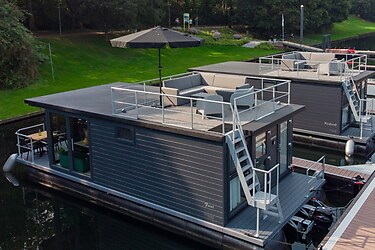 Houseboat with a roof deck